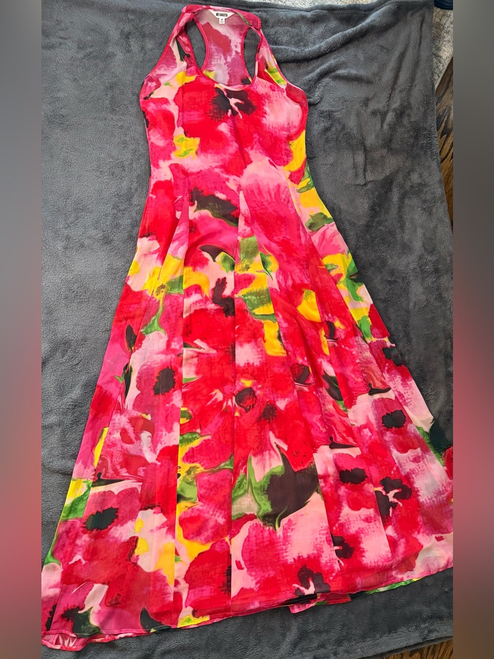 BB Dakota Pink Red Yellow Tie-Dye Racerback maxi dress